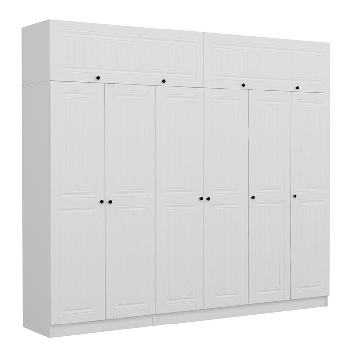 Dulap, Woody Fashion, PAL acoperit cu melamina 18mm, 270x255x52cm, cu rafturi multiple