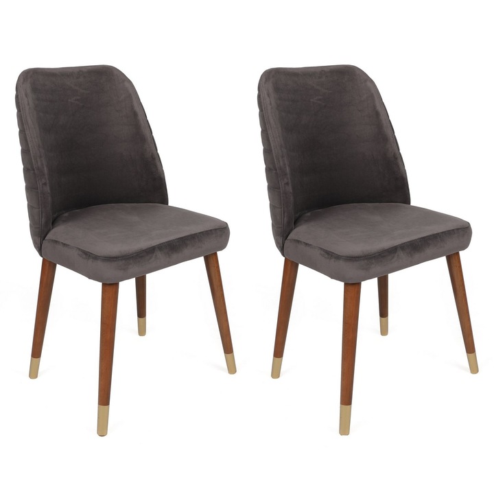 Set scaune, Woody Fashion, 100% lemn, tesatura din catifea, 50x90x49cm, 2 piese