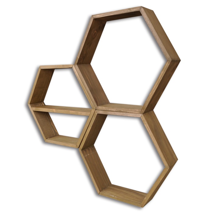 Woody Fashion 3 darabos fali polc szett lucfenyőből 37x37x10cm