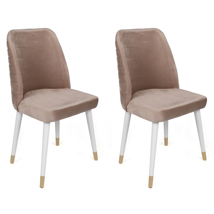 Set scaune, Woody Fashion, 100% lemn, tesatura catifea, 50x90x49cm, 2 piese