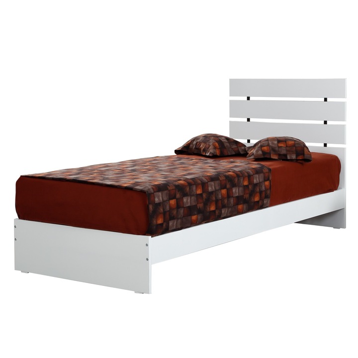 Pat single Woody Fashion, 95x100x205cm, pentru saltea 90x200cm, PAL acoperit cu melamina