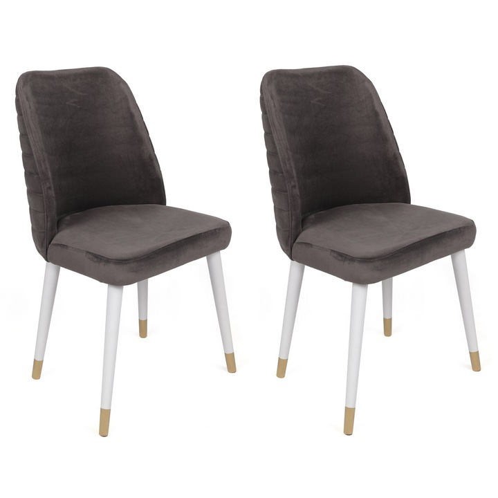 Set scaune, Woody Fashion, 100% lemn, tesatura din catifea, 50x90x49cm, 2 piese