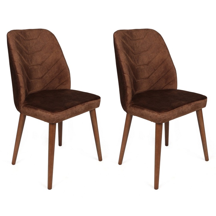 Set scaune, Woody Fashion, 100% lemn, tesatura din catifea, 50x90x49cm, 2 piese