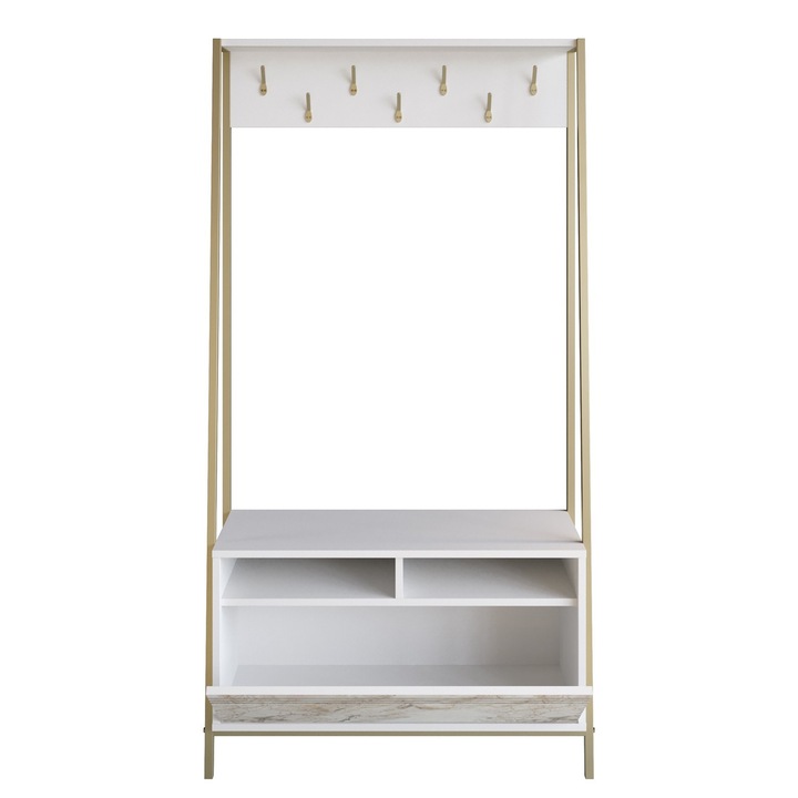 Cuier, Woody Fashion 1807, melaminat, alb, 94x180x35.3cm