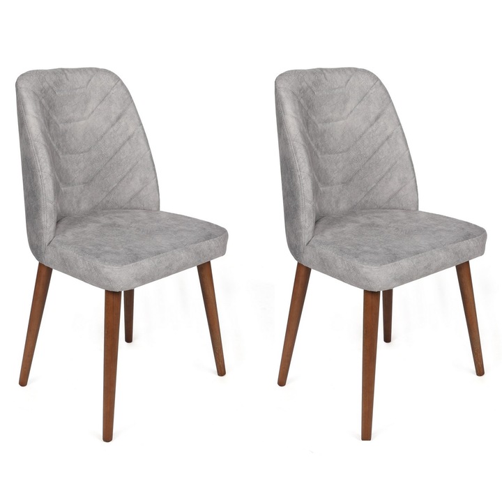 Set scaune, Woody Fashion, 100% lemn, tesatura catifea, 50x90x49cm, 2 piese