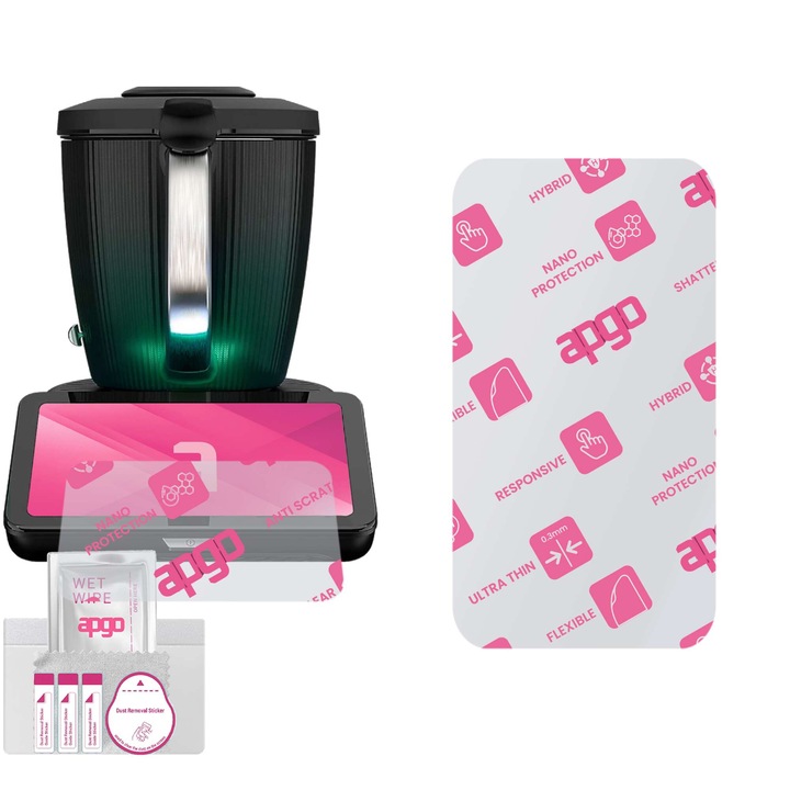 Sticla de protectie apgo pentru Thermomix TM7 COOKIDOO 2000W Vorwerk – sticla hibrida, securizata pentru display, lucioasa, flexible Hybrid Glass, full glue