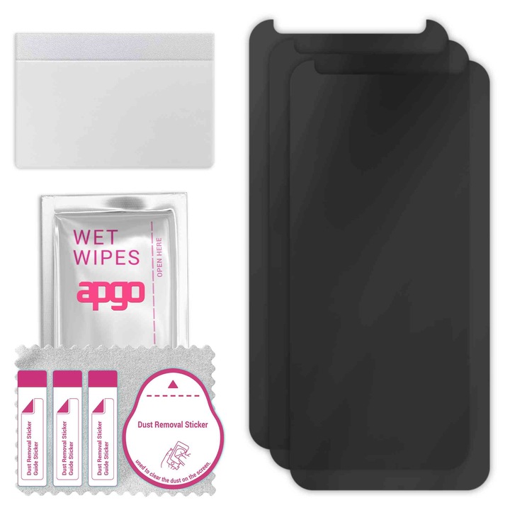 3x apgo PRIVACY védőüveg Huawei Y7 Prime (2018) készülékhez – hibrid üveg, teljes ragasztós üveg, rugalmas üveg