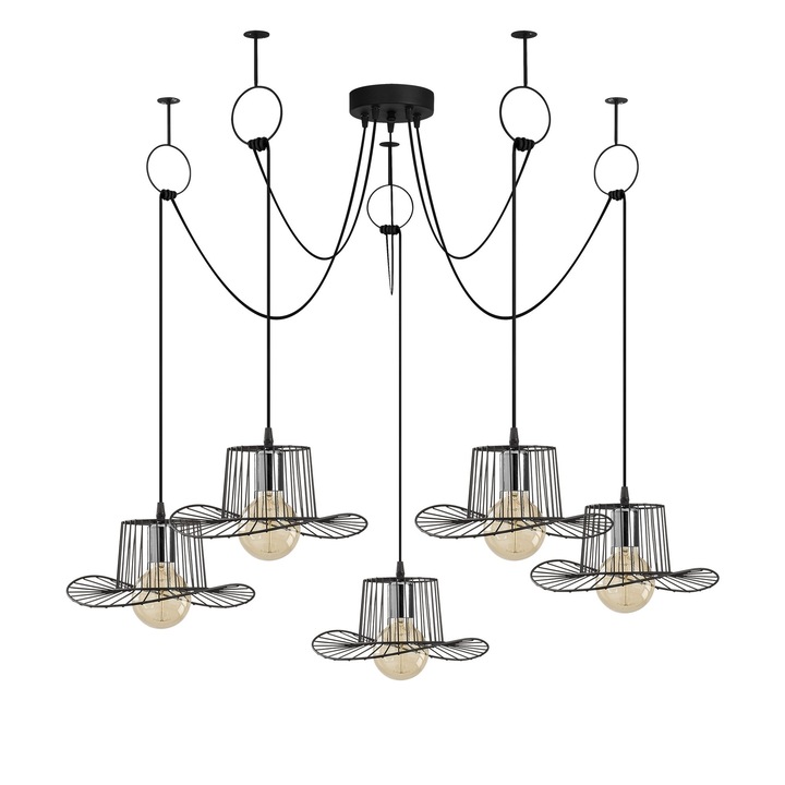 Candelabru, Opviq, 9408, metal, 138x122cm, 5xE27, ajustabila negru