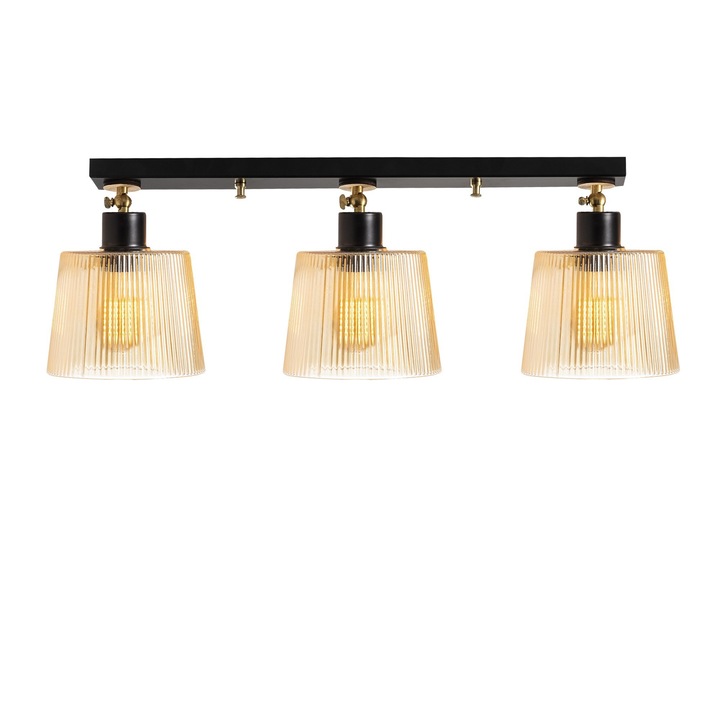 Lustra, Opviq, metal, capac sticla, 3 x E27, 60x6cm