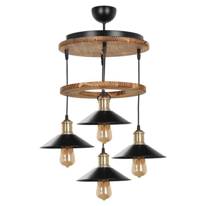 Метален/дървен полилей Opviq E27, макс. 60W