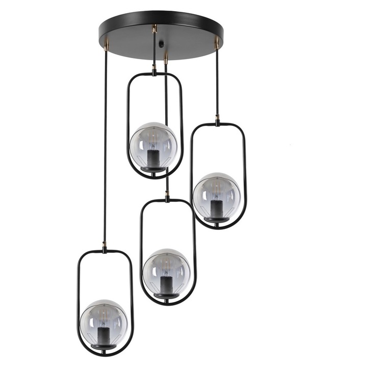 Полилей, Opviq, метален, 70x30 см, фасунга E27, 60W, черен