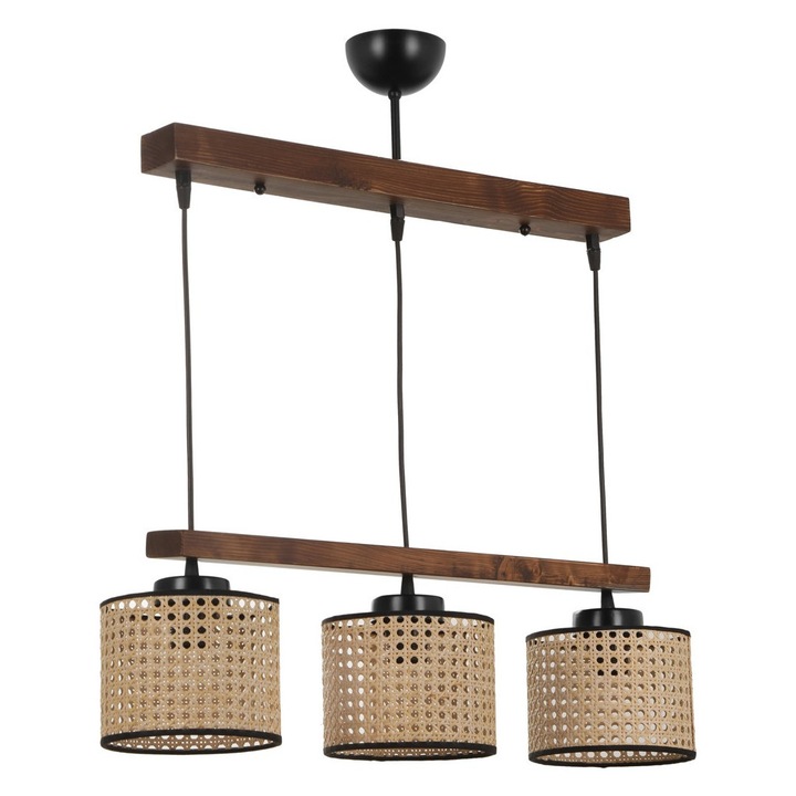 Полилей, Opviq, стъкло/дърво, 15x80 см, фасунга E27, 60 W, кафяв