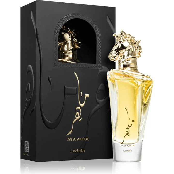 Set Apa de Parfum Maahir, Lattafa, Unisex, 100ml cu mostra 2ml