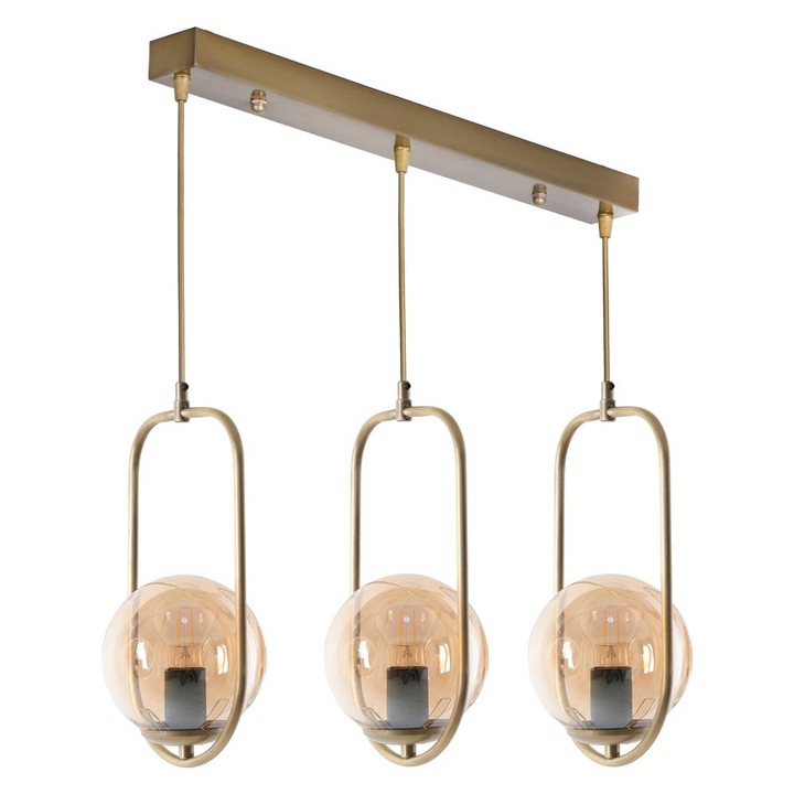 Полилей, Opviq, метален, 55x18x70см, регулируема височина, фасунга E27, златен, 60W