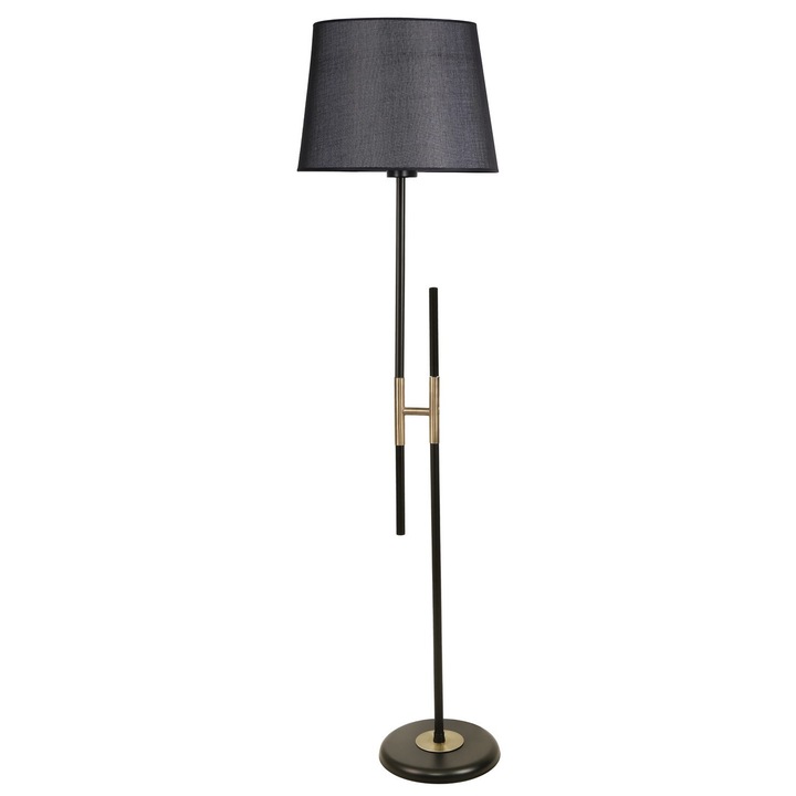 Lampadar, Opviq 5666, metal, cromat, abajur din material textil, 30cm x 165cm, soclu E27, max 60W