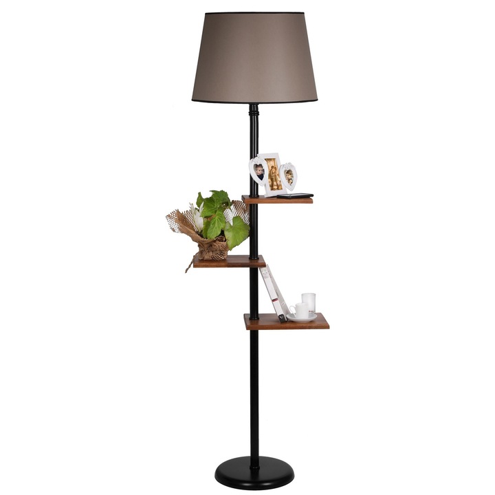 Lampadar, Opviq 5326, metal textil lemn 170x35-45x30cm