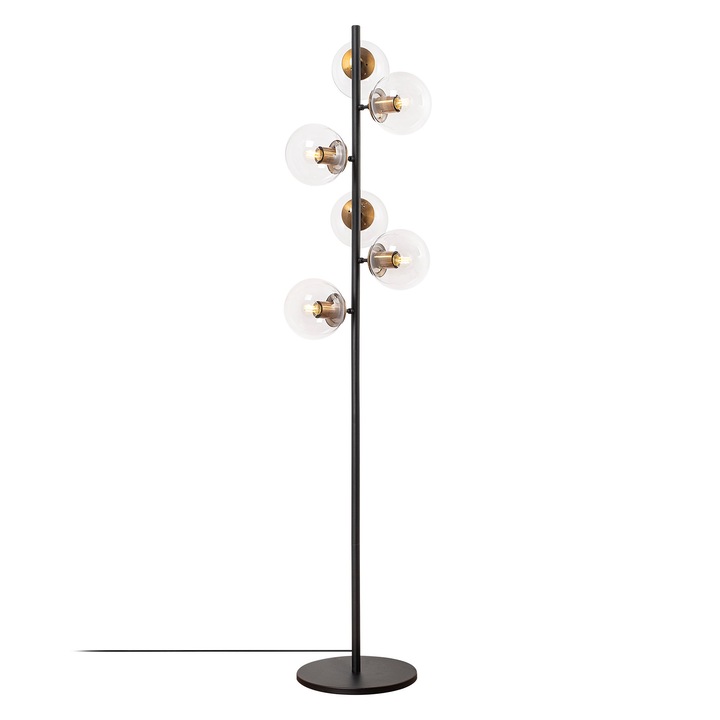 Lampadar, Opviq, metal, sticla, 35x22x163cm, negru