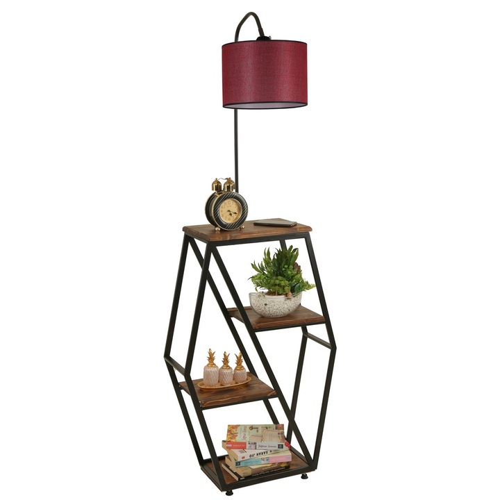 Подова лампа, Opviq, 38x25см, височина 165см, метал, дърво, E27, макс. 60W