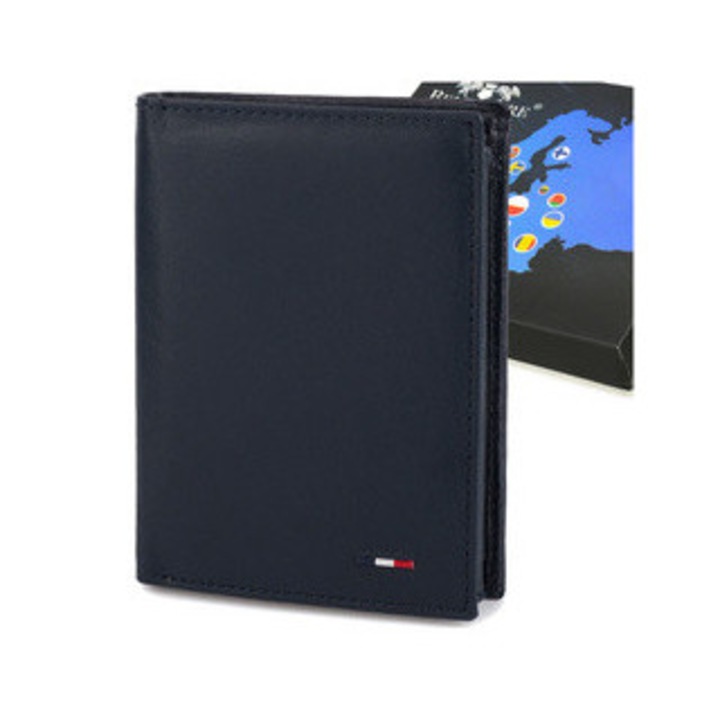 Portofel barbati din piele naturala, Beltimore D45, vertical, granat, cu cutie de cadou