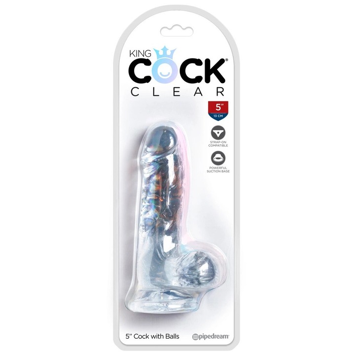 Dildo King Cock Clear, 15,2cm, átlátszó, erős tapadókoronggal