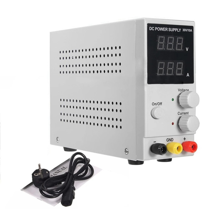 Захранване DC 30V 10A, За пейка/лаборатория, LED дисплей, Режим CV/CC, Защита OCP/OTP, Точност ±0,5%, Регулируемо