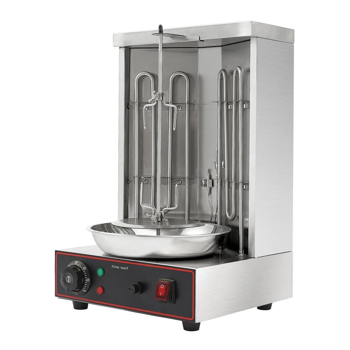 Gratar Kebab/Gyros, Rotisor vertical electric, 3000W, 2 arzatoare, 50–300°C, 220V, 10 kg capacitate, Otel inoxidabil 201