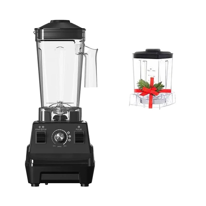 Blender cu recipient mare si mic, 1.8L, 6 lame, 31000 RPM, negru