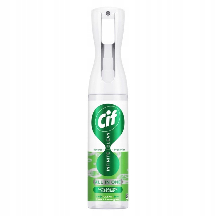 Spray de curatare universal Cif Infinite Clean Lime + Lemongrass 280ml, cu probiotice naturale, parfum citric