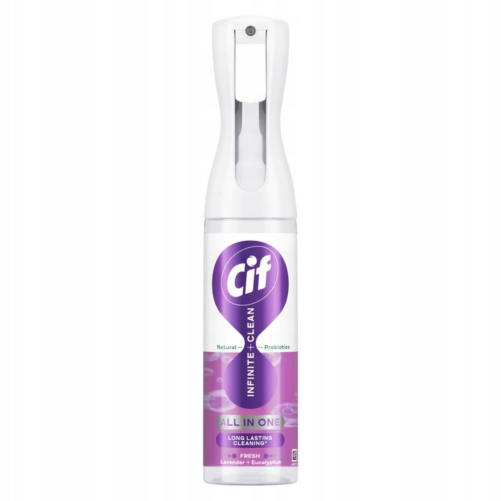 Cif Infinite Clean tisztítóspray 280ml Levendula és Eukaliptusz illattal, probiotikumokkal dúsított formulával, univerzálisan használható