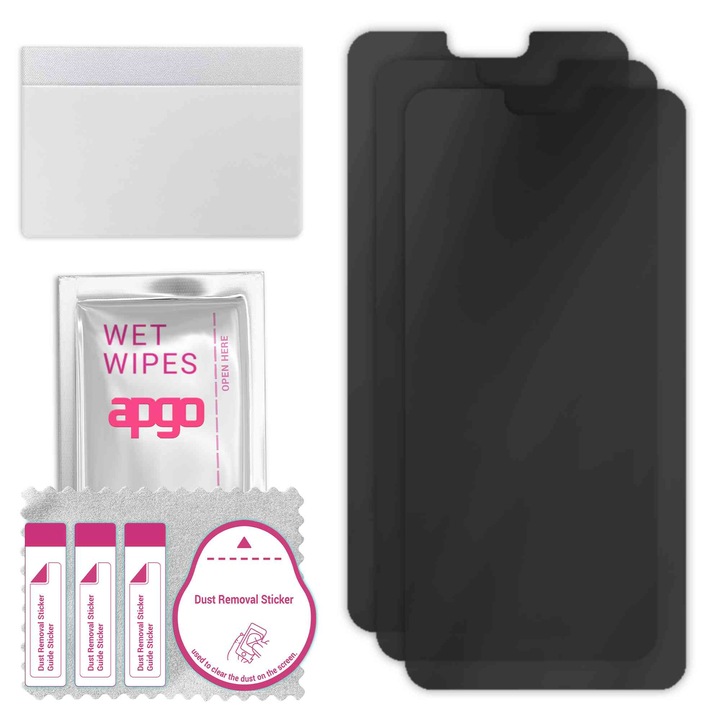 3x Sticla de protectie PRIVACY apgo pentru OnePlus 6 – sticla hibrid, full glue, flexible glass