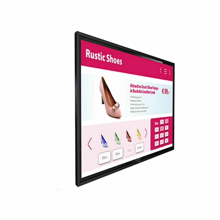 Videofal monitor, 55" Philips 4K Ultra HD, fekete, 60 Hz, érintőképernyő, 2 hangszóró