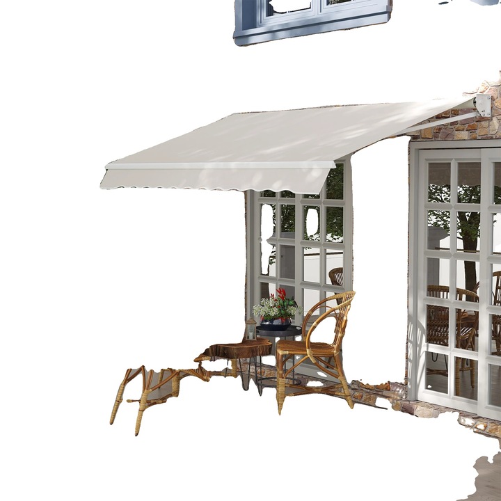 Umbrela retractabila, protectie UV, ajustare manuala usoara, crem, 200x295cm