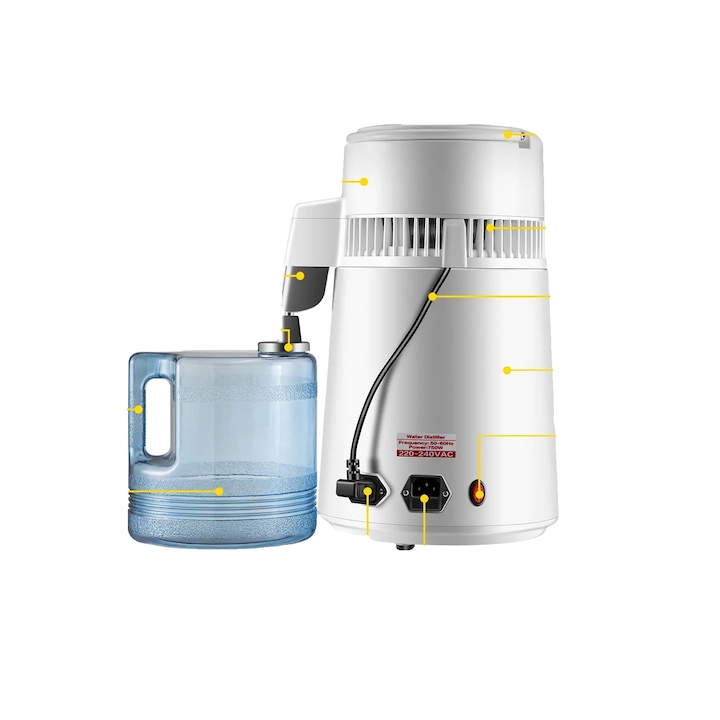 Distilator apa, 750W, capacitate 4L, dimensiuni 29x29x39cm, set complet cu accesorii