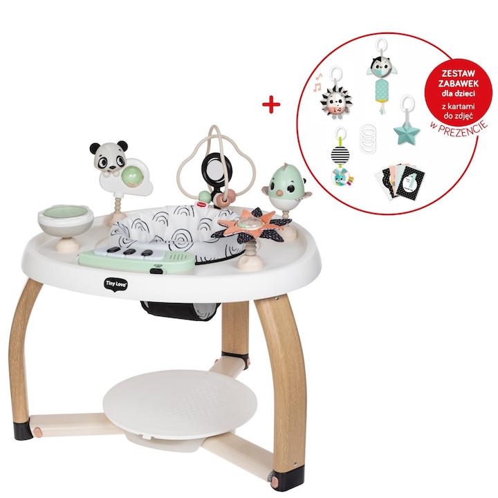 Centru de activitati 5 in 1, Decor, 6 jucarii, alb-negru, 0-36 luni