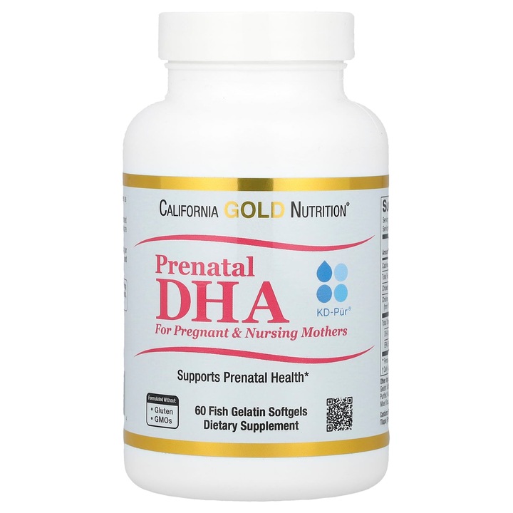 Хранителна добавка, California Gold Nutrition, пренатална DHA, Омега-3 мастни киселини DHA и EPA плюс холин, за бременни или кърмещи жени