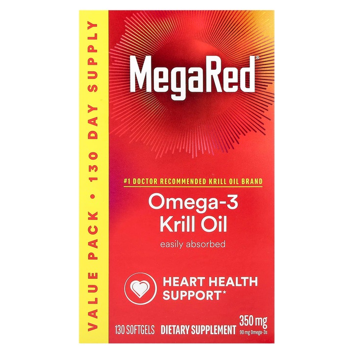 Ulei de krill Omega-3, Schiff, MegaRed, Vanilie, 350 mg, 130 capsule moi