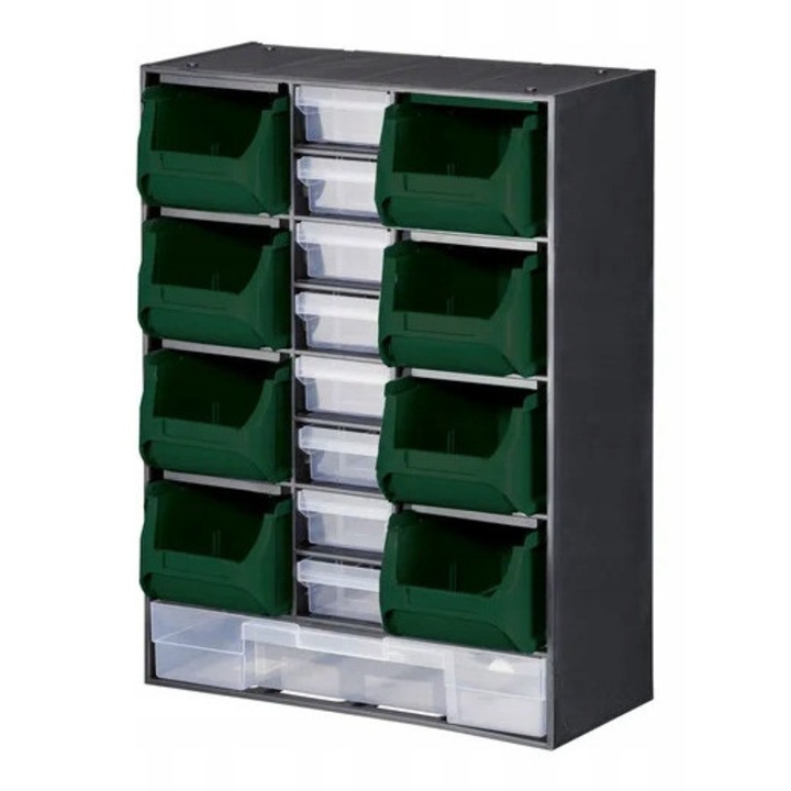 Organizer cu 17 sufladeli, ParkSide, dimensiuni 30,5x41,5x16,5cm, material plastic, montabil pe perete