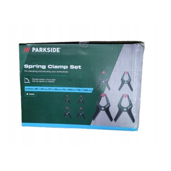 Clema rapida Parkside set 8 bucati 35x33mm, 47x43mm, 70x65mm, 115x105mm