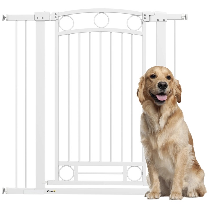 Gard de protectie, Latime reglabila, Metal durabil, Design modern, Alb, 104x5x105 cm