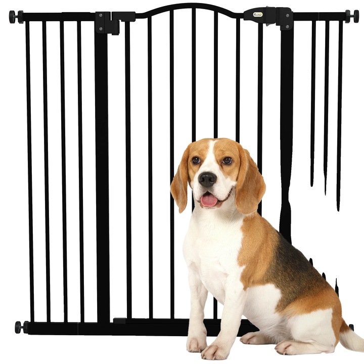 Kutyavédő korlát, állítható 74-100 cm, fém, fekete, 100x3,5x94 cm