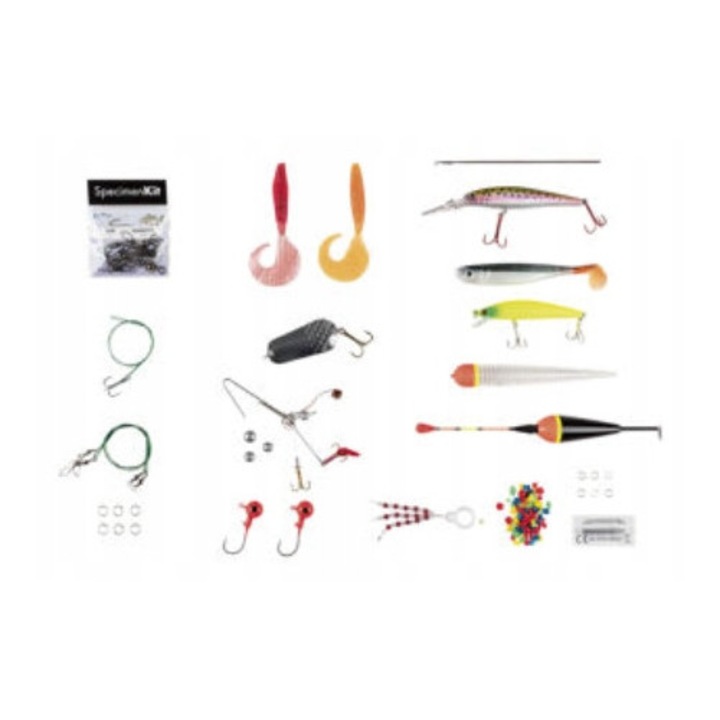 Rocktrail 59 elemes horgászszett, ragadozó halakhoz, LED-es úszókkal, természetes és műcsalikhoz való kiegészítőkkel