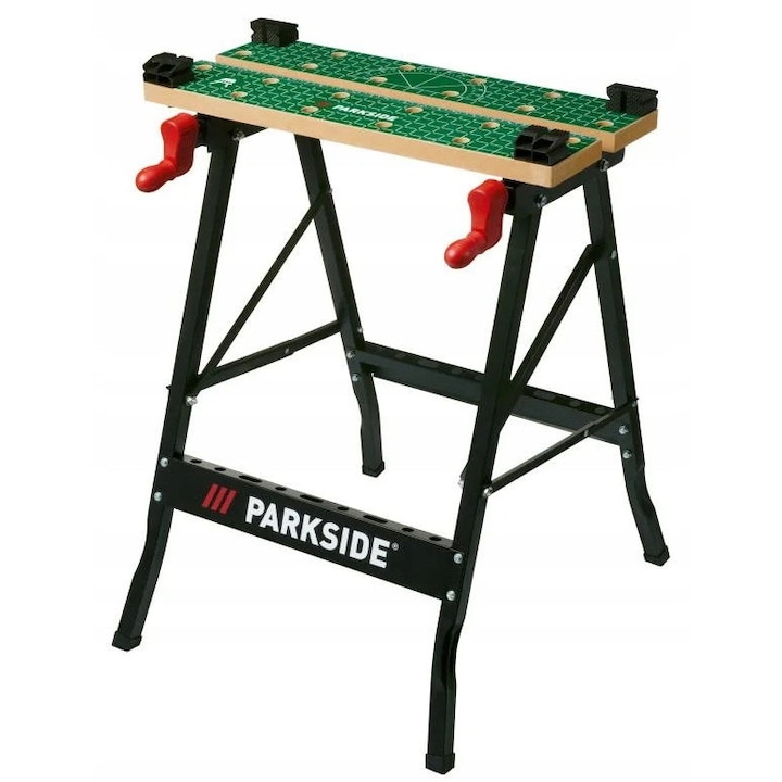 Masa de lucru pliabila, 150 kg, 605x790x630mm, 4 cleme, ParkSide, negru/verde