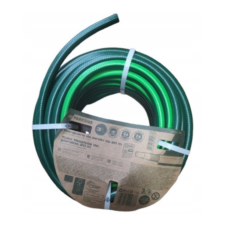 Градински маркуч, 20 м, 13 мм, 6 бара, зелен, Parkside