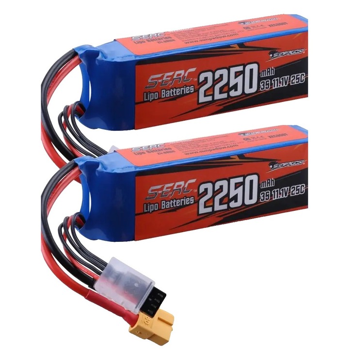 Baterii LiPo 2250mAh 11.1V 25C 106x35x24mm set 2 buc
