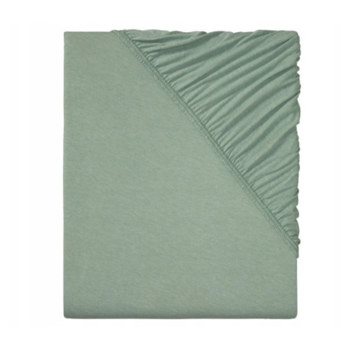 Cearceaf de pat cu elastic LIVARNO home, jerseu, 52% poliester, 48% bumbac, verde deschis, 180x200cm