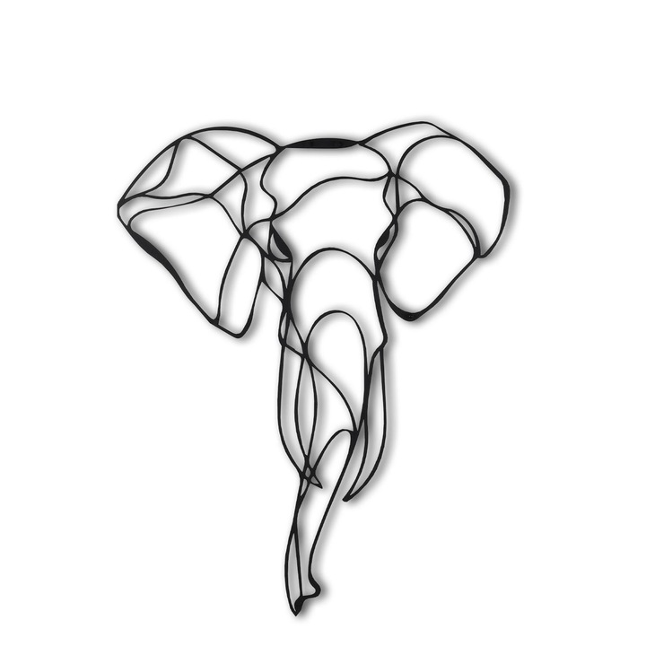 Stílusos fekete dekoratív fém fali kiegészítő, 52 x 41 cm | 100% fém, 2 mm vastagság | Könnyen falra szerelhető, tökéletes a modern lakberendezéshez