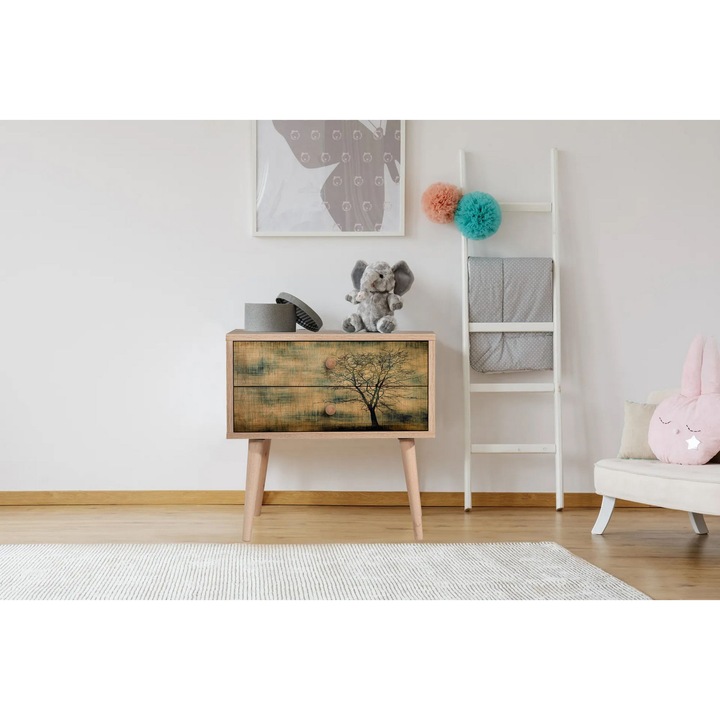 Noptiera, Woody Fashion, 2 sertare, 60x61x40cm, culoare melamina