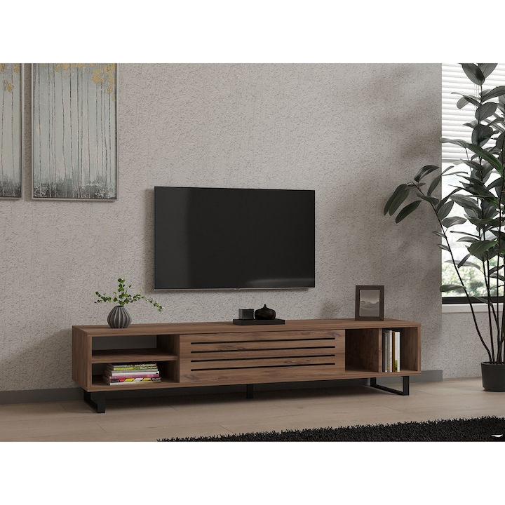 TV-szekrény, Woody Fashion, 160x35x40cm, barna