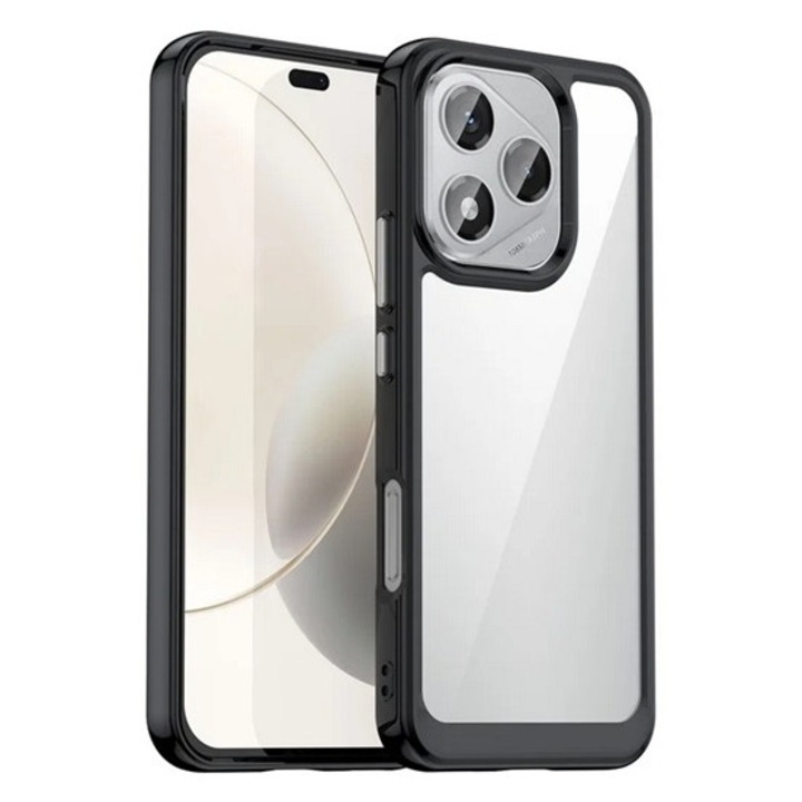 Husă de telefon din silicon Gigapack, rezistență la șocuri, spate transparent, negru, compatibilă: Honor 400 Lite