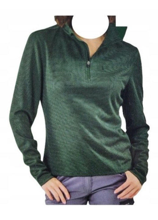 Női zöld pulóver cipzárral és magas gallérral, zöld, XL-2XL